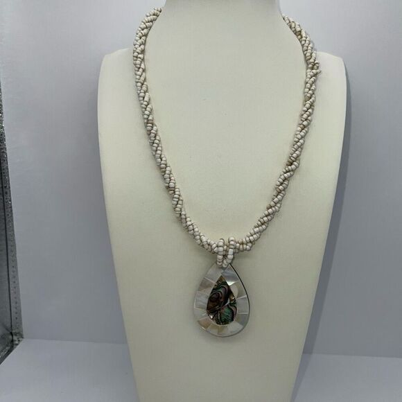 Shell Bohemian Statement Fashion Necklace Pendant Collar Mother Of Pearl Abalone - Picture 2 of 7
